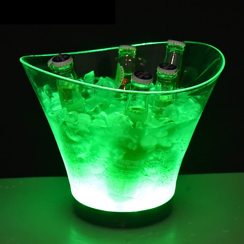 VSULZVNU LED-Eiskübel, große Kapazität, Wein-Eiskübel, Getränkebehälter mit LED, automatischer Farbwechsel, wasserdicht, Champagner, Wein, Getränke, LED-Eiskübel für Getränke, Party, Zuhause, Bar