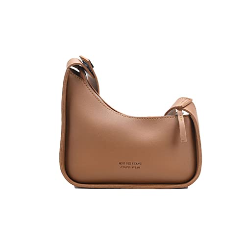 ohodhmnu Damen-Tragetasche, Unterarmtasche, breite Riemen, Crossbody-Taschen, PU-Umhängetasche, passend für lässige Ranzen, Shopping, Dating-Tasche für Frauen, braun, 34 EU