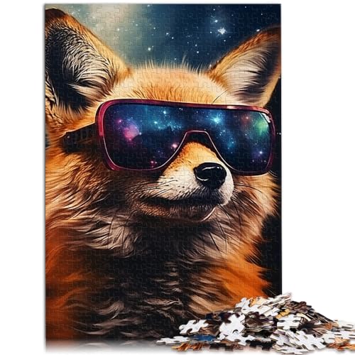 Spielzeug-Puzzle, Sonnenbrille, Fuchs, 1000 große Teile, Puzzle für Erwachsene, Holzpuzzle, lustige Puzzlespiele für anspruchsvolle Puzzlespiele und Familienspiele (50 x 75 cm)