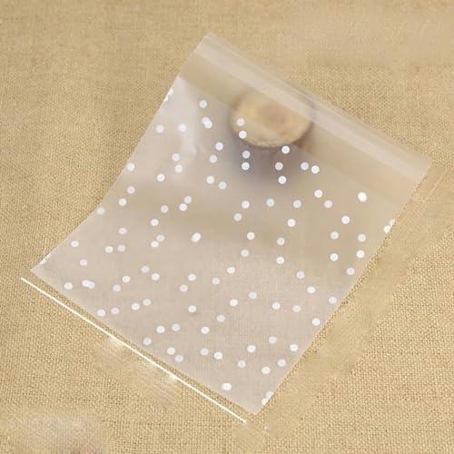 100 Stück Kunststoff transparente Verpackung Zellophantüten Polka Dot Candy Cookie Geschenktüte DIY selbstklebende Beutel Süßigkeitentüten für Party-A04-wie abgebildet