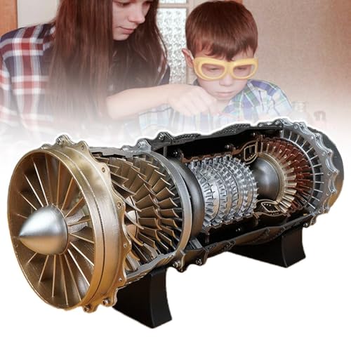 JMbpkduHs 1/20 Turbofan-Modellbausatz, Metall-Turbofan Ws-15-Motor, DIY-Montagemotor Für Kinder Und Erwachsene (über 150 Teile)