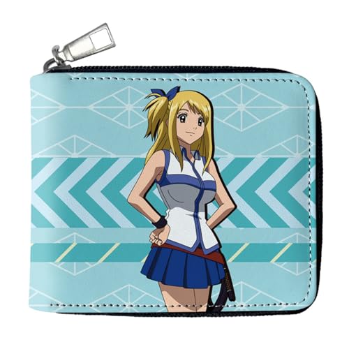 RYNDEX FAI-ry TA-il Geldtasche Anime, PU-Leder Münzbörsen mit Reißverschluss, Mädchen Geldtasche mit Münzfach und Geldscheinfach(Color:Multicolor 5)