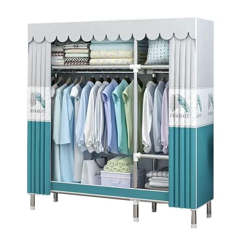 ZHANGshouf Kleiderschrank Tragbarer Canvas-Kleiderschrank, Kleiderschrank-Aufbewahrungsorganizer für Schlafzimmer, Stoffgarderobe mit Kleiderstange, Stoffbezug,B-123x45x170CM