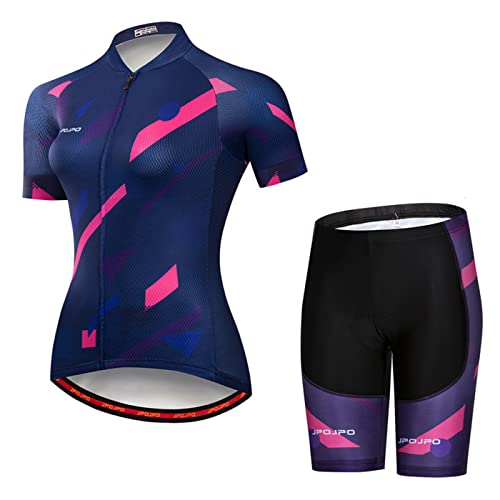 Hotlion Radtrikot Damen Sets Fahrradkleidung Frauen Kurzarm Sommer Fahrradbekleidung Rennrad Outfit JP2