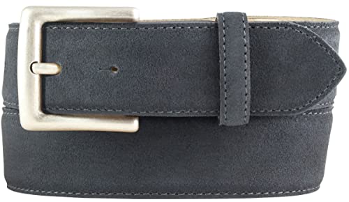 BELTINGER Gürtel aus Veloursleder mit altsilberner Gürtelschnalle 4 cm | Velour-Ledergürtel 40mm | Wildleder-Gürtel alt-silber 4cm | Anthrazit 95cm