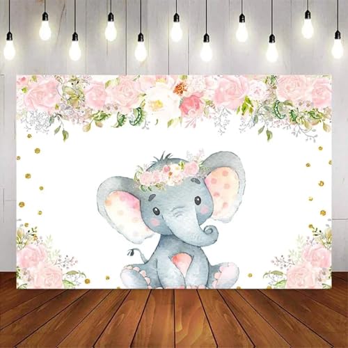 Elefant Blume rosa mädchen Geschlecht enthüllen Geburtstagsparty Hintergrund Dekoration zubehör geboren Baby Party Motto Party 240X180cm