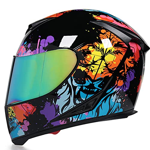 Motorrad Integralhelm, Modularer Motorradhelm, Four Seasons Moped Street Bike Racing Helm mit Doppel-sonnenblende für Herren und Damen, Dot/ece Approved,U,XL