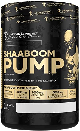 KEVIN LEVRONE Shaaboom Pump Black Line Pre-workout Booster | 385g je Behälter | Geschmack: Citrus Peach | Hardcore Pump Training Pulver | Citrulin Koffein Beta Alanin