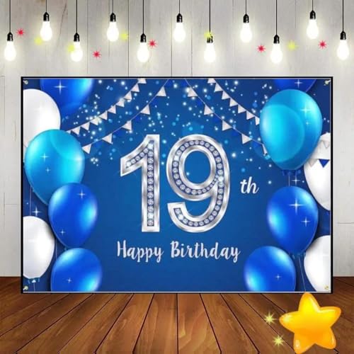 Alles Gute zum 19. Geburtstag Green Screen Süß Taufe Hintergrund Banner geboren Fotografie Requisiten Dekoration Party Prinz Junge 210X150cm