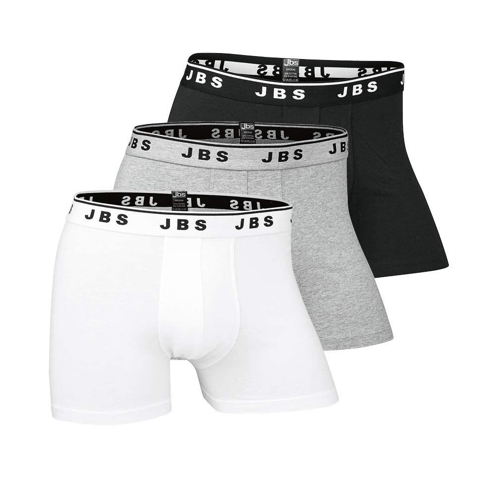 jbs Boxershorts Herren Ideale Passform durch Baumwollmix (Ohne Kratzenden Zettel), Schwarz/Weiss/Grau, Gr.- M