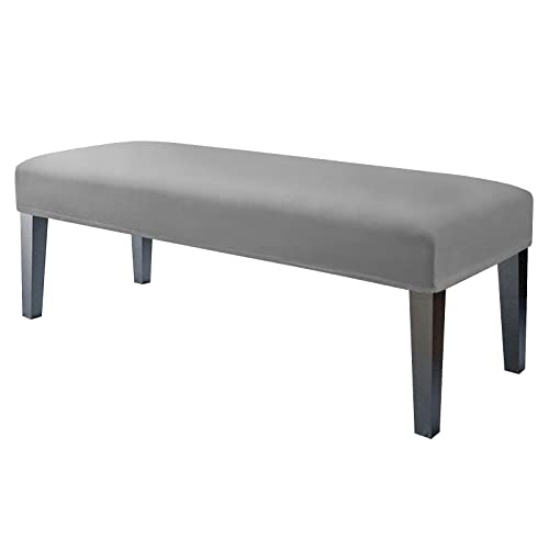 JHLD 1 Stück Universal-Bezug für Esszimmer-Bank, Samt Bezug für Esszimmerstuhl Stretch Dining Bench Cover für Esszimmer weiche Spandex Stuhlhussen Für Wohnzimmer Schlafzimmer -grau-1 Stück