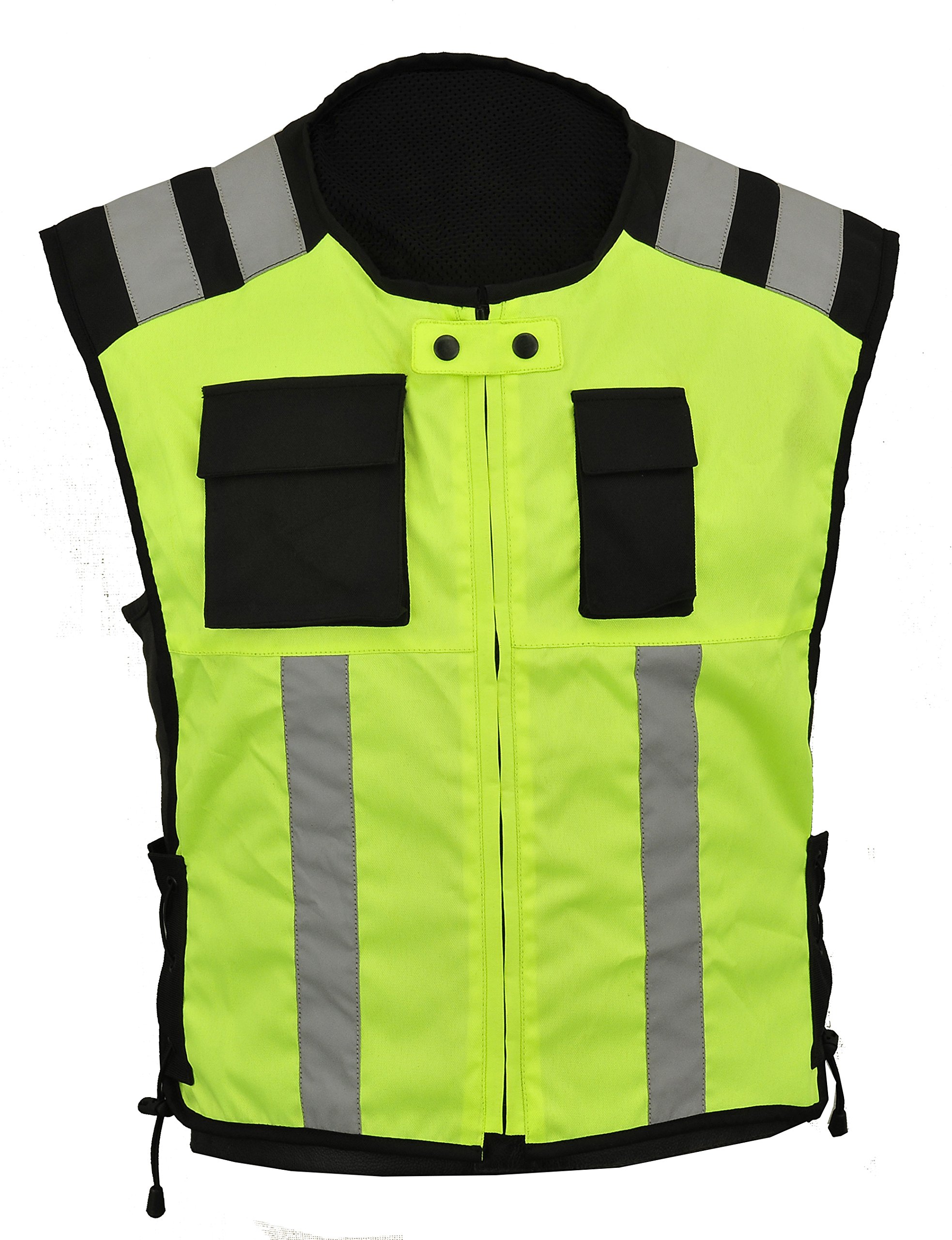 GEARX Hi Sichtbarkeit Weste Reflektierende Motorrad Radfahren Arbeitsschutzkleidung Notfall Hi Viz Waiscost Seitenanpassungen, XL