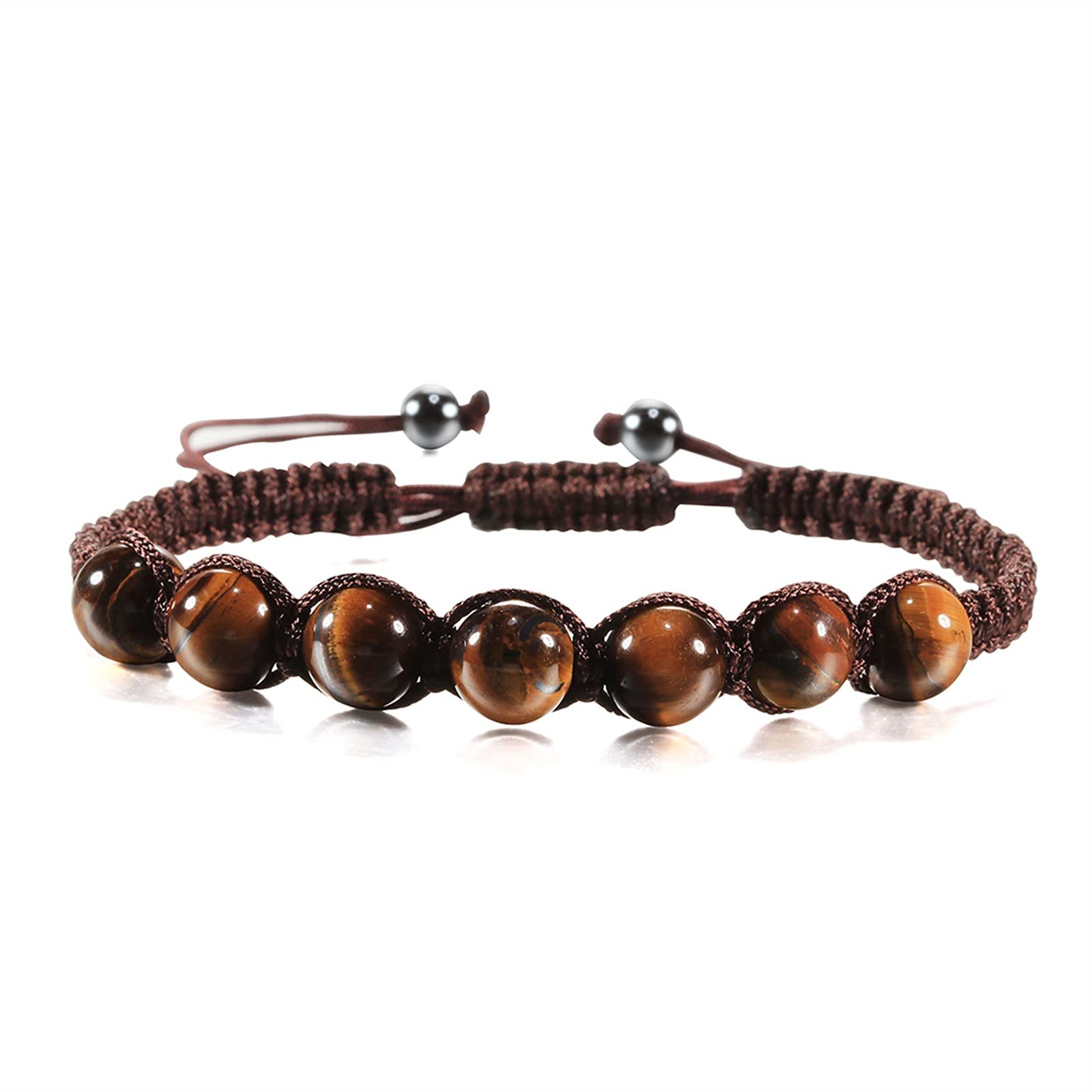 YIHANSS Kristallraue Trendige geflochtene Nylonseilperlenarmbänder Frauen Männer Naturstein Karneol Imitation Bernstein Strang Armband Armreif Geschenk Reiki-Armbänder (Farbe: Beige, Größe: Beige)