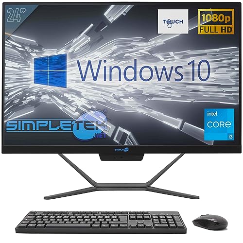 Desktop-PC All-in-One AIO Touchscreen I3 3120M 2,5 GHz 24 Zoll 1080P Full HD WiFi HDMI Windows 10 Professional Schwarz (neu) (8 GB SSD 240 GB)