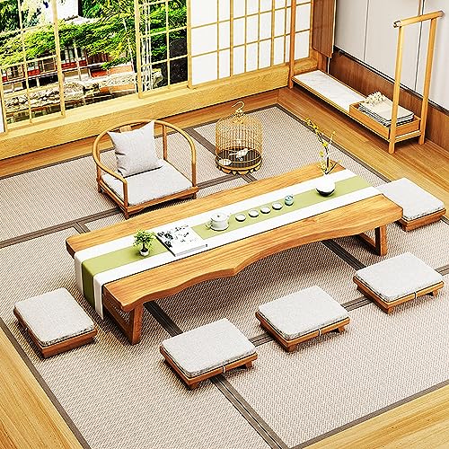 Japanischer Bodentisch, hölzerner Couchtisch, Tatami-Teetisch, Frühstückstablett im Bett, Vintage-Tisch, Esstisch, niedriger Tisch zum Sitzen auf dem Boden, 100 x 50 x 35 cm (140 x 60 x 35 cm) (120 x