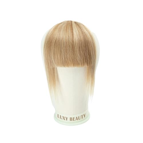 Pony Extension für Damen Echthaar-Pony, 3 Clips, 3D-Stumpfschnitt, Naturhaar-Pony, Overhead-Clip in Haarverlängerungen, nicht Remy, 6,3 x 11,4 cm, Schwarz, Braun, Blond Fringe Bangs(Piano Color 27-60)