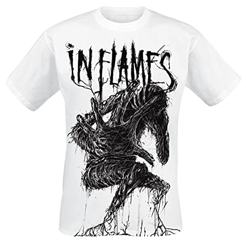 IN FLAMES Big Creature Herren-T-Shirt, kurzärmlig, Weiß, Regular/Standardschnitt, weiß, M