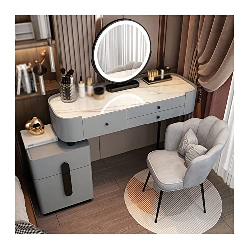 Schminktisch Schminktisch, Kommode, Schlafzimmer, modern, minimalistisch, Make-up-Tisch, Aufbewahrungsschrank, großer Kombinationsschrank mit Make-up-Stuhl, Kommode Frisiertisch Kosmetiktisch(Gray B,1