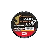 DAIWA J-Braid Expedition X8E, 0,16mm, 9,8kg/21,6lbs, 150m, Smash Orange, Geflochtene Angelschnur, 12550-016