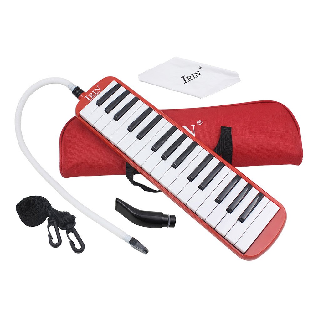 Btuty Melodica Piano Musikinstrument für Anfänger mit 32 Tasten, mit Tragetasche (rot)