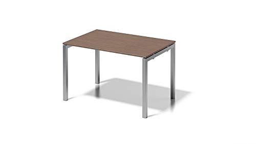 Bisley Cito Schreibtisch, 740 mm höhenfixes U, H 19 x B 1200 x T 800 mm, Dekor nußbaum, Gestell Silber, Metall, Wn355, 80 x 120 x 85 cm