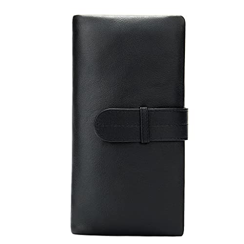 YIHANSS Reißverschluss Herren Lange Geldbörse Vintage Rindsleder Männliche Clutch Geldbörse Telefonkartenhalter Leder Herrenbrieftaschen (Farbe: A, Größe: 19 * 9 cm)