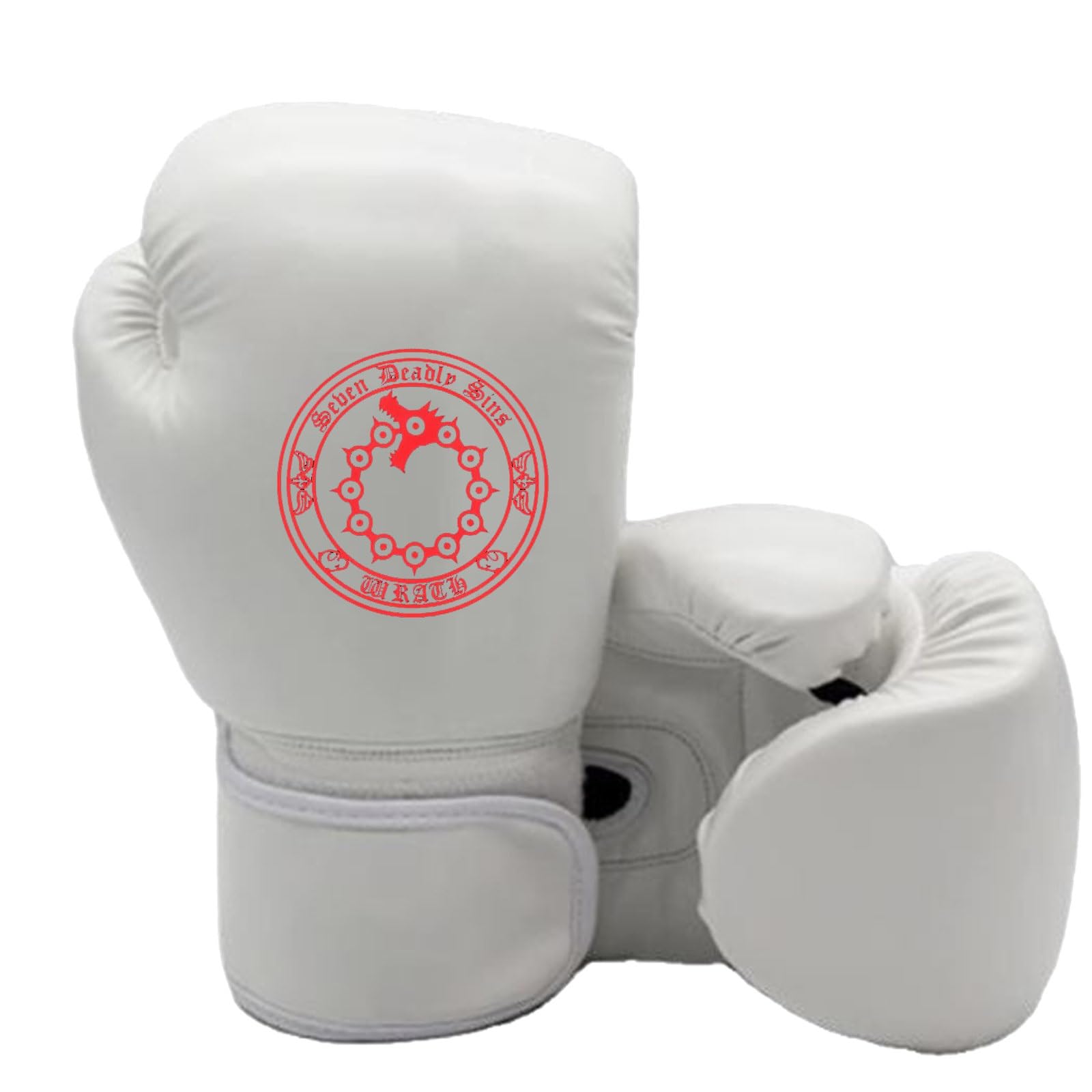 RYNDEX The Seven Dead-ly SI-ns Boxing Gloves Männer Damen, Kickbox Handschuhe, Box Handschuhe für Herren Damen und Kinder, Stabilität(White,8OZ)