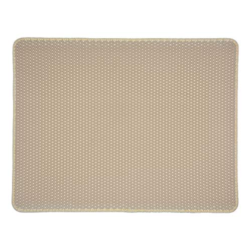 Katzenklo Matte, Katzenstreu Matte Wasserdichte Doppelte Schichte Entwurf Bienenwabe Matte,Beige,115x65cm