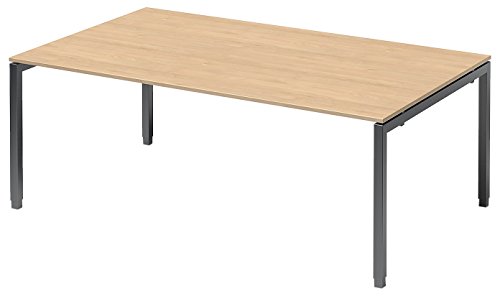 Bisley Konferenztisch Cito U-Gestell BxTxH 200x120x65-85cm ahorn/anthr