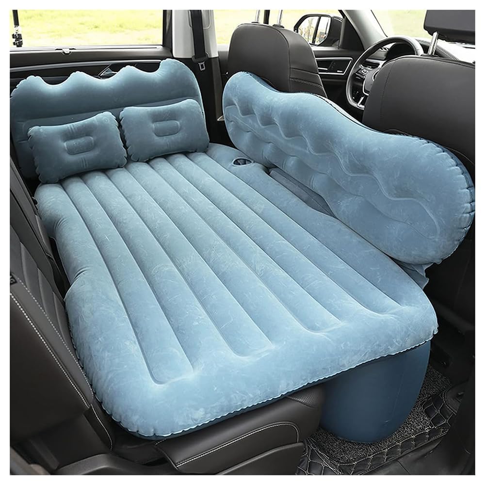 BDWXJP Aufblasbares Bett Auto Matratze für 1234, Auto Luftmatratze für Rücksitz Luftbett SUV Aufblasbare Matratze mit Auto Luftpumpe e 2 Kissen Autozubehör,A/BLUE