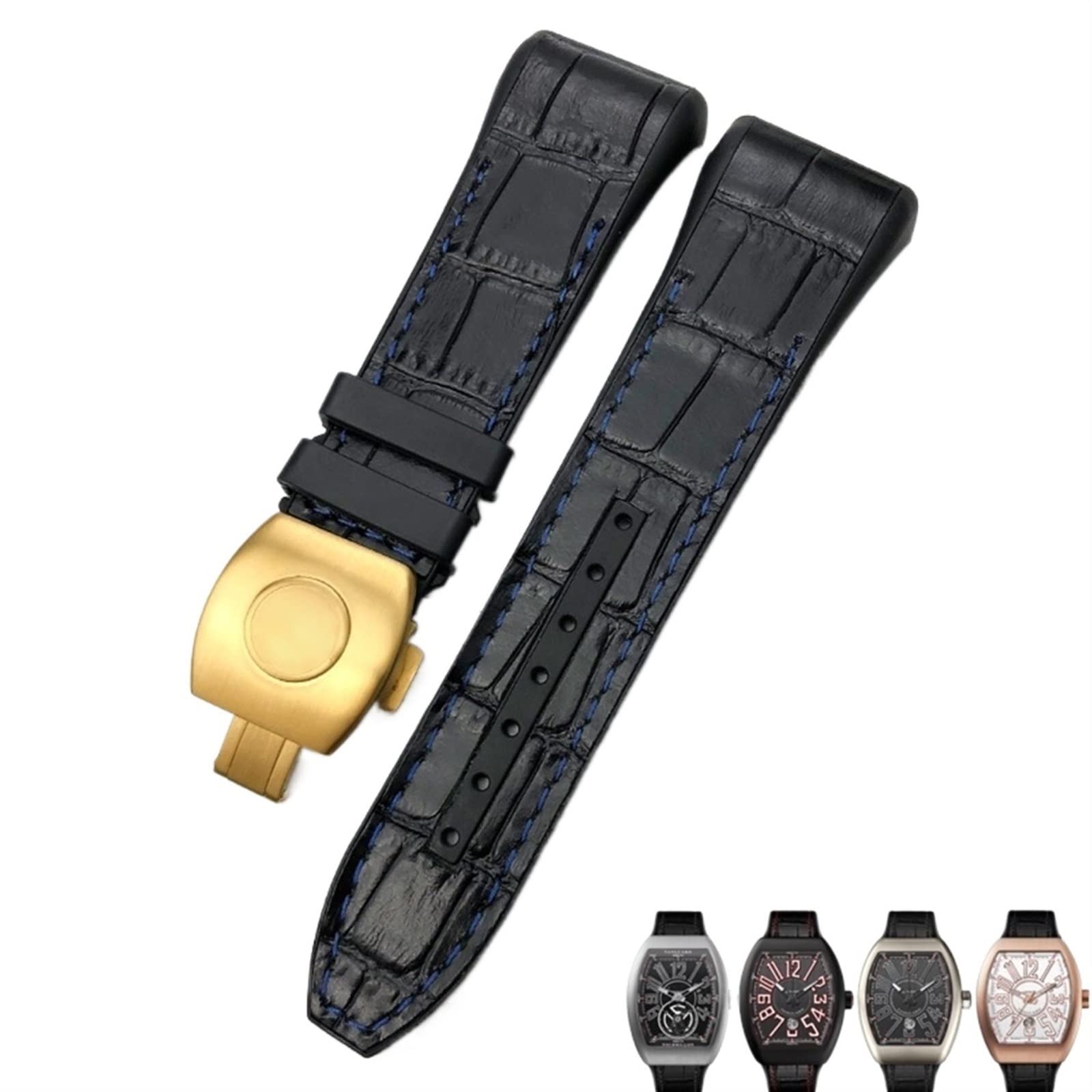 NEYENS Uhrenarmband für Franck Muller, 28 mm, Rindsleder, Silikon, Nylon-Gummi, Faltschnalle, Uhrenarmbänder für Herren, 28mm, Achat