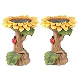 Pluuttiem Sonnenblumen-Vogelbad-Sockel Aus Polyresin, Handgefertigte Sonnenblumen-Geschenke für Den Garten im Freien, Vogelbad-Brunnen, Gartendekoration