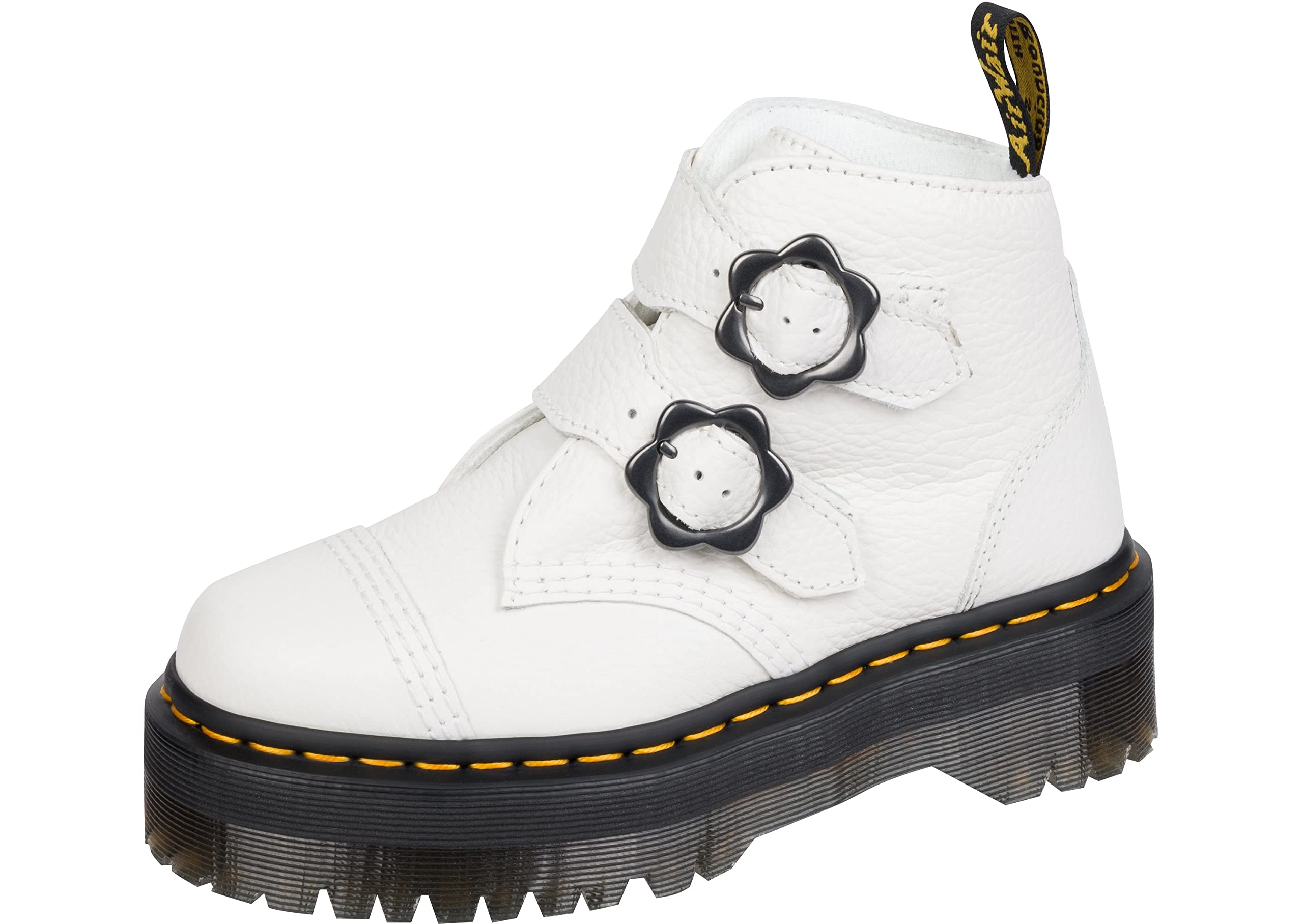 Dr. Martens Devon Flower, Weißes gefrästes Nappa, 37 EU