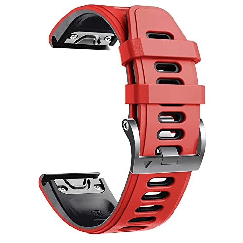 OPKDE Sport-Silikon-Uhrenarmband für Garmin Fenix 7, 7X, 6, 6X, Pro, 5X, 5 Plus, 3HR 935, 22 mm, 26 mm, EasyFit, Schnellverschluss-Armband, 26mm Fenix 6X 6X Pro, Achat