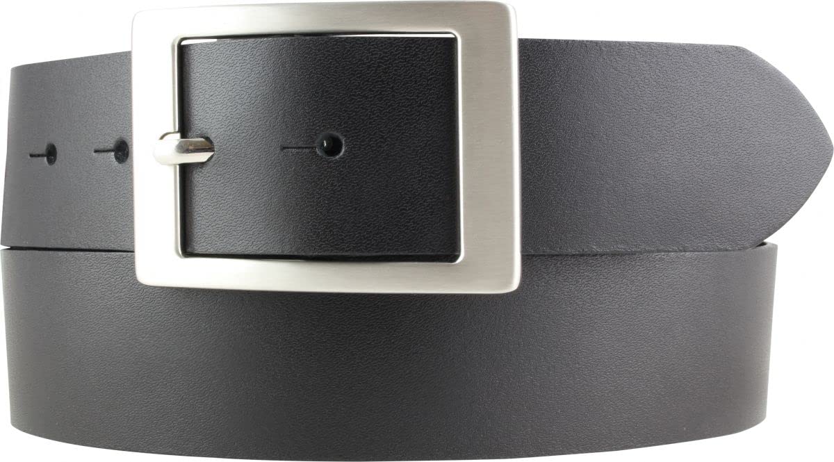 BELTINGER Herren-Gürtel aus 100% echtem Leder mit Doppel-Schnalle 4 cm | Jeans-Gürtel für Herren 40mm | Spaltleder-Gürtel in 4cm | Schwarz 95cm