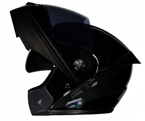 Bluetooth-Modularhelm Für Motorräder, Integralhelm Mit Klappfunktion, ECE-Geprüft, Leichtes Belüftungsdesign, Mit Doppelvisier Für Erwachsene Männer Und Frauen M,L58-59CM