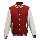 Just Hoods College Jacke 'Varsity Jacket, Mehrfarbig (Feuerrot/Weiß), XXL