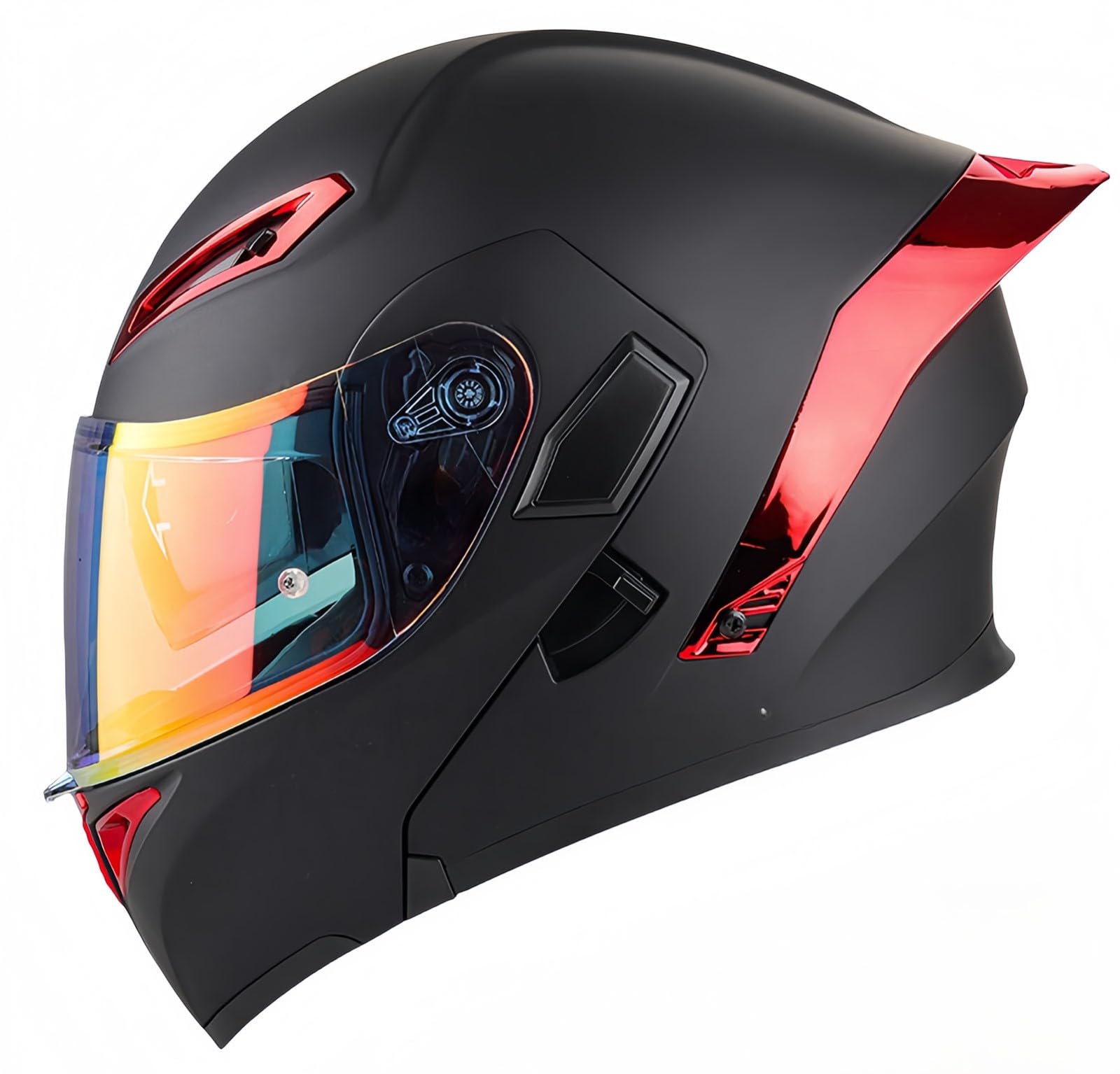 Modularer Motorradhelm, ECE-Geprüft, Hochklappbarer Motorradhelm Für Erwachsene Mit Doppelvisier Für Männer Und Frauen, Rollerhelm, Integralhelm, Doppeltes Antibeschlagvisier A,XL61-62CM