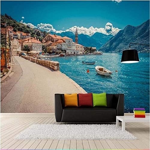 XLMING Fischerboote Im Hafen Der Stadt Am Meer 3D Tapeten Home Esszimmer Sofa Schlafzimmer Wohnzimmer TV Hintergrund-400cm×280cm