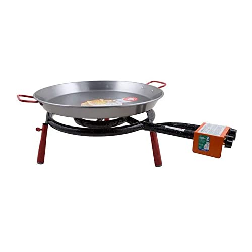 Garcima Valencia Paella-Pfannen-Set mit Brenner, 45,7 cm Karbonstahl, Outdoor-Pfanne und Mini-Beine, importiert aus Spanien (12 Portionen)