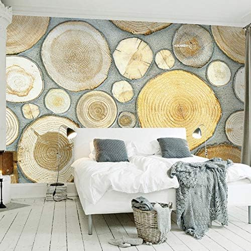 XLMING Minimalistisch Abstrakt Kreativ Holz Maserung Jahr Runde Bilder Küche Esszimmer Arbeitszimmer Wohnzimmer TV Hintergrund Wand 3D Tapete-300cm×210cm