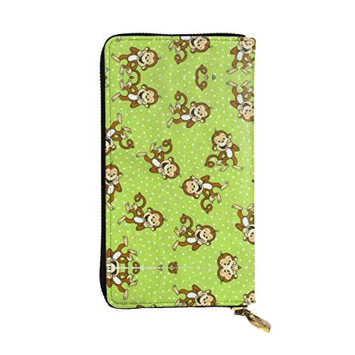 DMORJ Green Clever Monkey Clutch aus Leder, lang, 19 x 10 cm, bequem, leicht, wasserdicht, langlebig, schönes Geschenk, Schwarz, Einheitsgröße, Schwarz , Einheitsgröße