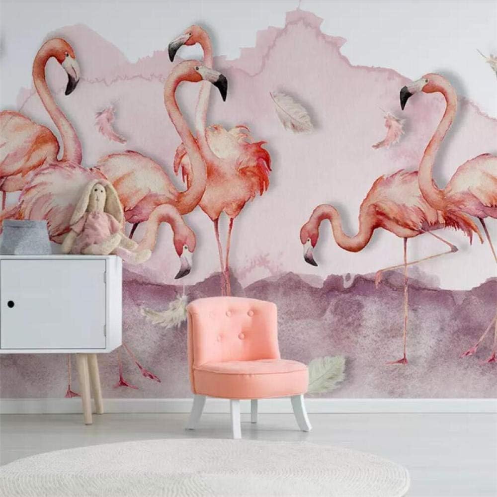 Flamingo Rosa Federn 3D Tapete Poster Restaurant Schlafzimmer Wohnzimmer Sofa TV Dekorative Wand-150cm×105cm