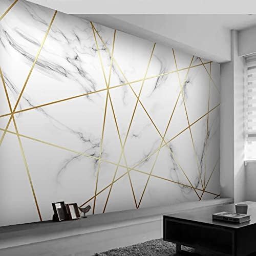 XLMING Geometrische Linien Weißer Marmor Textur Küche Esszimmer Arbeitszimmer Wohnzimmer TV Hintergrund Wand 3D Tapete-430cm×300cm