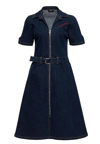 Queen Kerosin Damen Jeanskleid | Swing Kleid | A-Linien Kleid | Rockabella | 1950S | Vintage | Retro | Rock'n'roll | Denim | Rockabilly