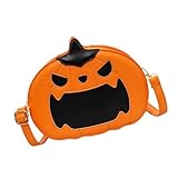 Umhängetasche Mit Halloween Motiv Lustige Kürbisform Für Damen Neuheit Teufel Schultertasche Aus PU Leder Mit Verstellbarem Riemen