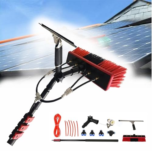 GLBMXDD Solarpanel-Reinigungsbürsten- und -stab-Set, professionelles Reinigungswerkzeug für Fensterscheiben, Solarpanel-Bürste und -Rakel, Teleskopstab-Reinigungsbürste,30FT/9M