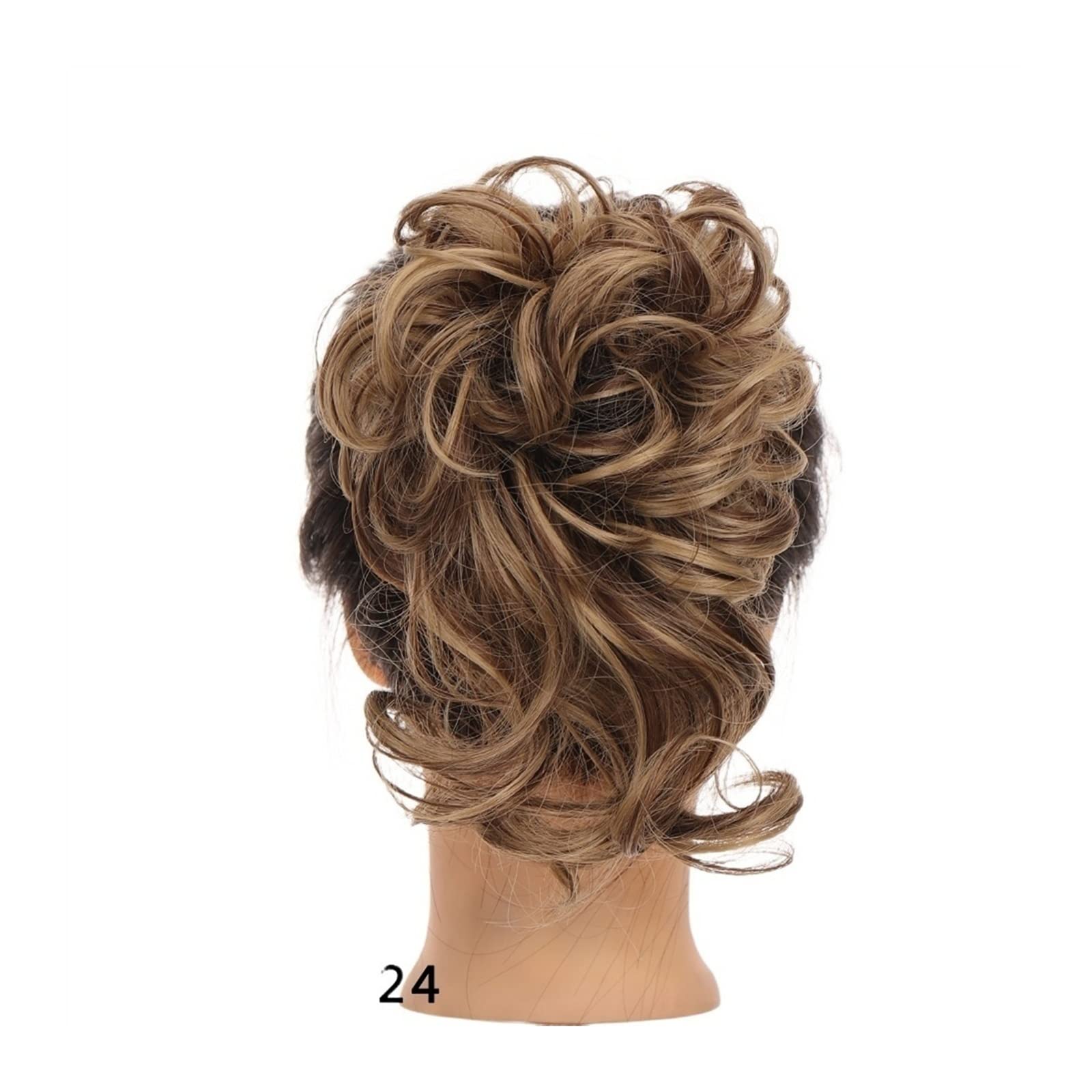 Bun Haarteile Dutt-Haargummis mit elastischem Band, Chignon, Pferdeschwanz, Hochsteckfrisur, Haarteile for Frauen und Mädchen, synthetische Haarteile, flauschiges, zerzaustes, welliges Haar Brötchen-H