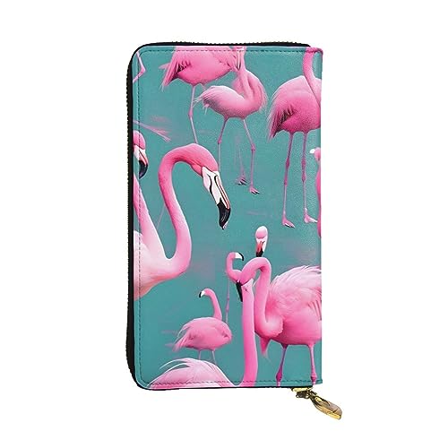 KadUe A Flock of Flamingos Leather Wallet Fashionable Women's,Multiple Compartments for Cards and Cash Credit Cards,, Schwarz , Einheitsgröße, Zeitgenössisch