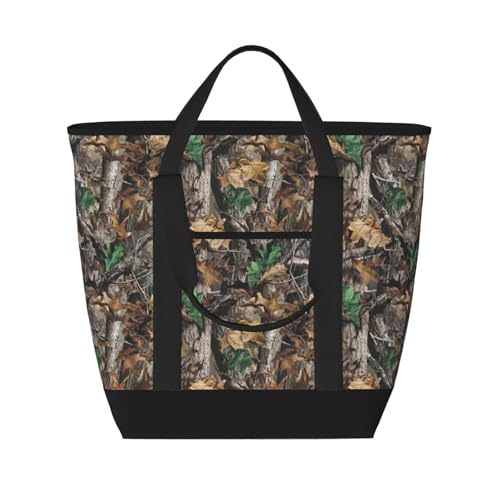 YQxwJL Cold Tree Camouflage-Druck, große Kapazität, isolierte Lunchtasche, wiederverwendbare Einkaufstasche mit Reißverschluss für Damen und Herren